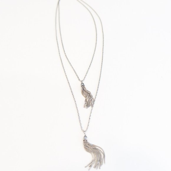 Banana Republic Silver Tassel Necklace Chain - Picture 2 of 7